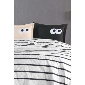 Set cuvertura de pat dubla 3 piese, L'essentiel Maison, Funny, Negru/Maro imagine