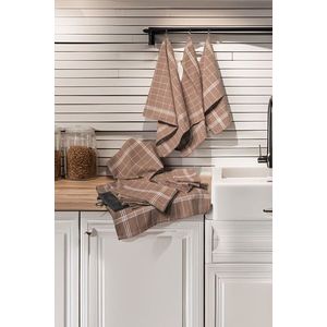 Set prosoape de bucatarie, Hermia, 219CFK1202, Dimensiune: 50 x 70 cm (10 bucăți), Maro/Alb imagine
