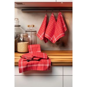 Set prosoape de bucatarie, Hermia, 219CFK1203, Dimensiune: 50 x 70 cm (10 bucăți), Rosu/Alb imagine