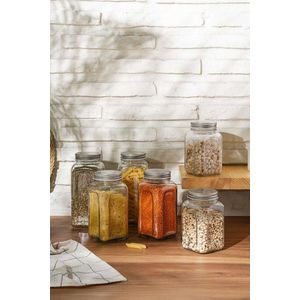 Set recipiente cu capac, Hermia, 238PLN1309, Dimensiune: 8, 5 x 8, 5 x 14 cm / 660 ml (2 bucăți), Argintiu imagine