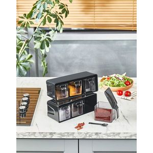 Set recipiente pentru condimente, Hermia, 318QUX1137, Suport: 12, 5 x 27 x 20 cm (2 bucăți), Negru imagine