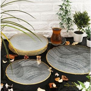 Set platouri servire desert, Hermia, 330SBL1108, Farfurie: 21 cm (6 bucăți), Transparent imagine