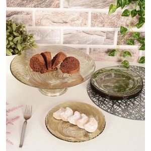 Set platouri servire desert, Hermia, 330SBL1119, Farfurie: 21 cm (6 bucăți), Fumuriu imagine