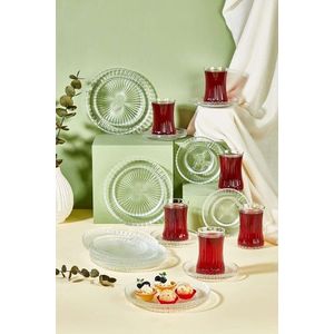 Set pentru ceai, Hermia, 337GLZ1133, Farfurie: 12 x 12 cm (6 bucăți), Transparent imagine