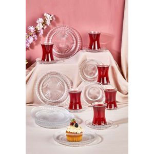 Set pentru ceai, Hermia, 337GLZ1134, Farfurie: 12 x 12 cm (6 bucăți), Transparent imagine