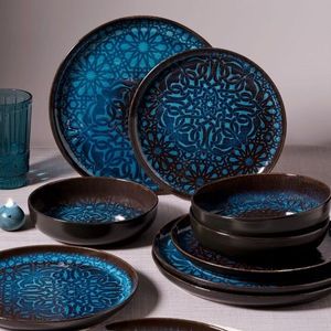 Serviciu de masa, Hermia, 387GRP1397, Farfurie: 16 x 16 x 4 cm (4 bucăți), Multicolor imagine