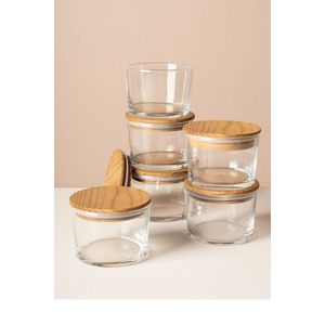 Set recipiente depozitare, Hermia, 409PBH1412, Capac din bambus: (6 bucăți), Transparent imagine