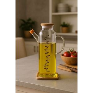 Set sticle dispenser ulei si otet, Hermia, 409PBH1413, Capac din bambus: (1 bucată), Transparent imagine