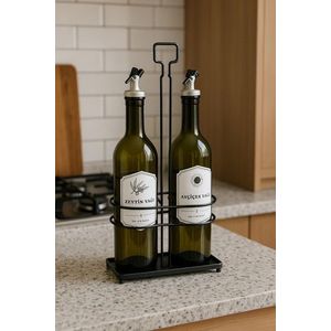 Set sticle dispenser ulei si otet, Hermia, 435SLW1106, Dimensiuni suport: 9 x 17 x 40 cm (1 bucată), Negru imagine