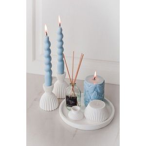Set de lumanari, Ers1240, Albastru/Alb imagine