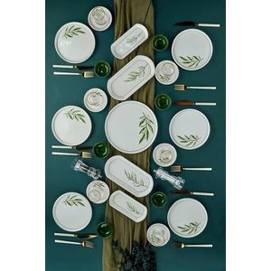 Set de mic dejun, Hermia, 759NRE1119, Farfurie de servire: 20 x 20 cm (6 bucăți), Alb / Verde / Verde deschis imagine