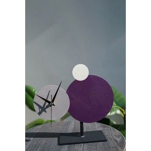 Ceas de masa, MYK2117-1, 26x25 cm, Mov / Gri / Ecru imagine