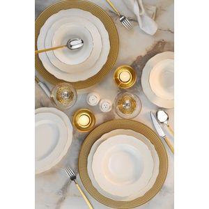 Serviciu de masa, Hermia, 710KTP9736, Farfurie: 23 cm (6 bucăți), Alb/Auriu imagine