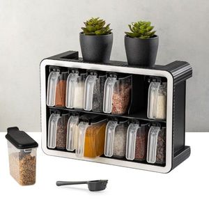 Set recipiente pentru condimente, Hermia, 964FRM5626, Dimensiune: 4, 5 x 10 x 8, 7 cm / 250 ml (12 bucăți), Antracit imagine