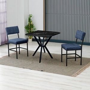 Set masa extensibila si scaune, 3 piese, Hanah Home, Dubai, Navy Blue / Black imagine