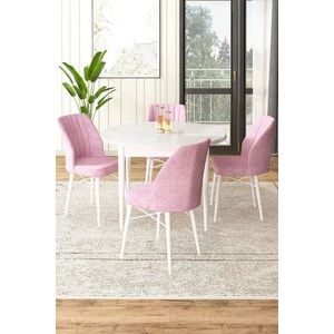 Set masă și scaune (5 bucăți), Hanah Home, Rox, Alb/Roz imagine