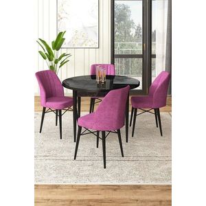 Set masă și scaune (5 bucăți), Hanah Home, Rox, Marmură neagră / Violet imagine