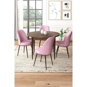 Set masă și scaune (5 bucăți), Hanah Home, Tor, Baroc / Roz imagine