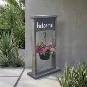 Ghiveci decorativ de grădină, Huhu657, 55x100 cm, Gri patinat imagine