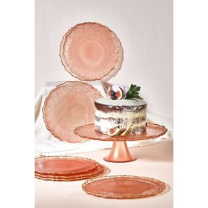 Set farfurii pentru desert, Hermia, 337GLZ1103, Suport: 28 cm (1 bucată), Roz imagine