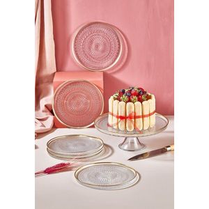Set farfurii pentru desert, Hermia, 337GLZ1168, Suport pentru tort: 28 cm (1 bucată), Transparent imagine