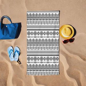 Prosop de plaja, L'essentiel Maison, BT2023008, 75x150 cm, Alb/Negru imagine