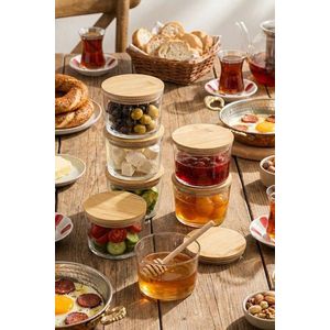 Set recipiente depozitare, Hermia, 409PBH1409, Capac din bambus: (6 bucăți), Transparent imagine