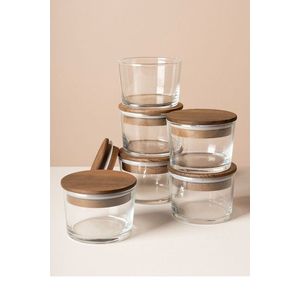 Set recipiente depozitare, Hermia, 409PBH1411, Capac din bambus: (6 bucăți), Transparent imagine