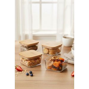 Set recipiente depozitare, Hermia, 409PBH1420, Capac din bambus: (4 bucăți), Transparent imagine