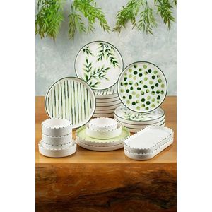 Set de mic dejun, Hermia, 430KSV1343, Platou: 25 x 11 x 3, 5 cm (2 bucăți), Verde/Alb imagine