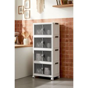 Dulap multifuncțional din plastic, Hermia, 430KSV4449, Rafturi numeroase, Alb imagine