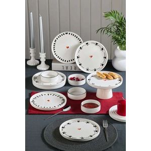 Set de mic dejun, Hermia, 430KSV6187, Bol: 10, 5 x 10, 5 x 3, 5 cm - 150 ml (4 bucăți), Alb/Negru imagine