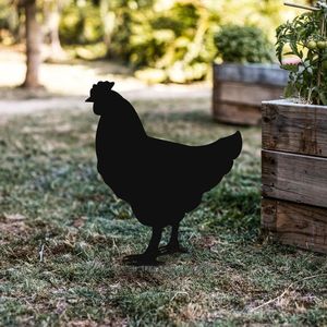 Obiect decorativ de grădină, Chicken 01, 64x42 cm, Negru imagine