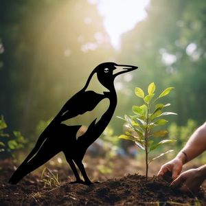 Obiect decorativ de grădină, Bird 02, 46x32 cm, Negru imagine