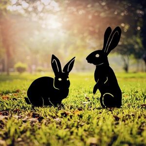 Set de obiecte decorative de grădină, RaAbbits 01, Negru imagine