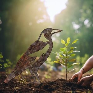 Obiect decorativ de grădină, Bird -A 02, 46x32 cm, Multicolor imagine