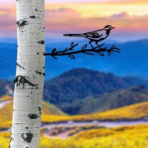 Obiect decorativ de grădină, Bird On The Branch 05, 50x20 cm, Negru imagine