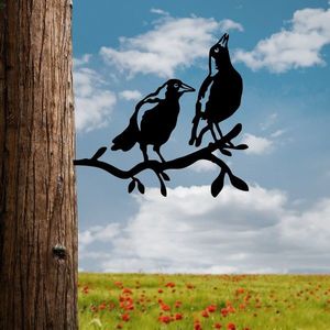 Obiect decorativ de grădină, Bird On The Branch 09, 45x39 cm, Negru imagine