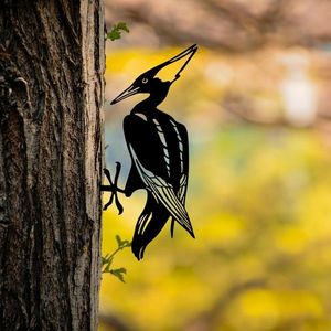 Obiect decorativ de grădină, Bird On The Branch 10, 22x40 cm, Negru imagine