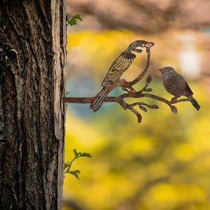 Obiect decorativ de grădină, Bird On The Branch 02, 40x20 cm, Maro imagine