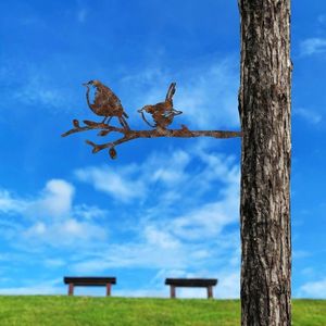 Obiect decorativ de grădină, Bird On The Branch 03, 55x22 cm, Maro imagine