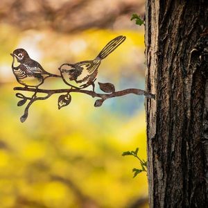 Obiect decorativ de grădină, Bird On The Branch 04, 50x26 cm, Maro imagine