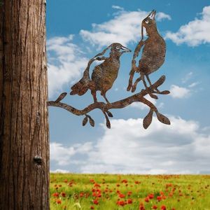 Obiect decorativ de grădină, Bird On The Branch 09, 45x39 cm, Maro imagine