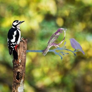 Obiect decorativ de grădină, Bird on the branch 22, 20x40 cm, Multicolor imagine