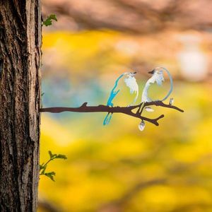 Obiect decorativ de grădină, Bird on the branch 26, 20x50 cm, Multicolor imagine