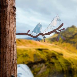 Obiect decorativ de grădină, Bird on the branch 27, 23x45 cm, Multicolor imagine