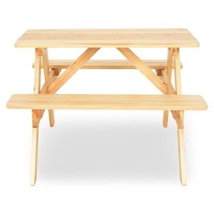 Set masa pliabila + 2 banchete, Kids Picnic, 75 x 85.5 x 53 cm, natural imagine