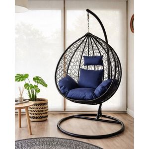 Leagan/balansoar gradina Leon, Heinner, 108/68x115/195 cm, negru/albastru imagine