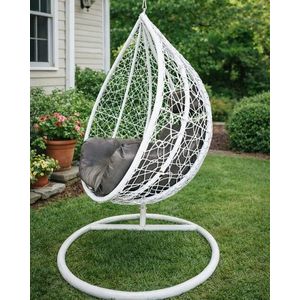 Leagan/balansoar gradina Merida, Heinner, 115x68x108/195 cm, alb/gri imagine