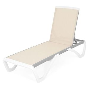 Sezlong, Yati, L.68.8 l.170 H.31/99 cm, aluminiu, alb/crem imagine